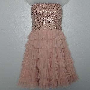 DELIA'S Blush Pink Sequin Ruffle Mini Party Dress